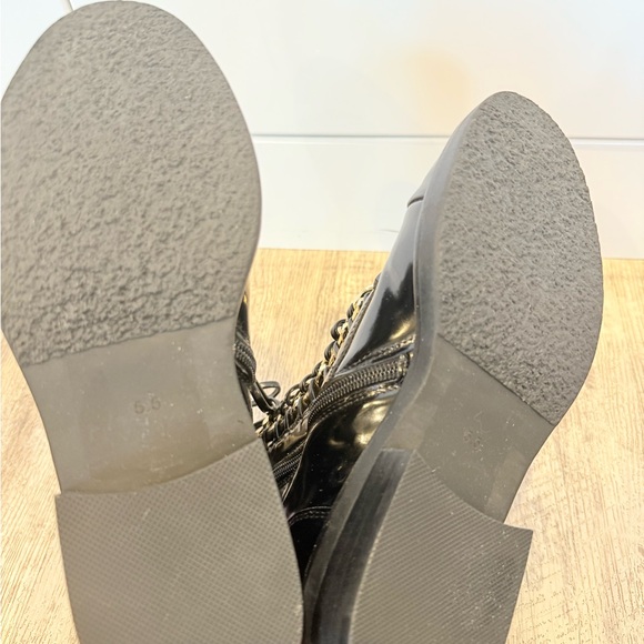 Jeffrey Campbell Leather Shiny Black and Gold Chain Boots NEW - Picture 10 of 14